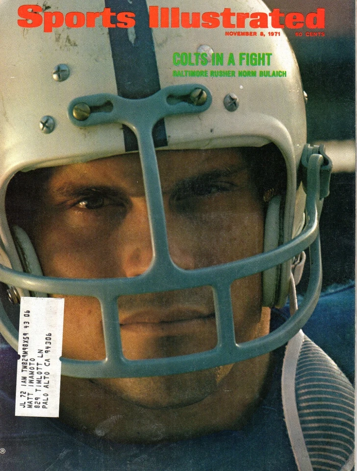 1971 11/8 Sports Illustrated magazine football Norm Bulaich Baltimore Colts VG - Image 1 of 1
