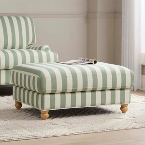 Dusk Hampshire Green Stripe Textured Weave Ottoman Pouffe RRP £199 - Picture 1 of 5