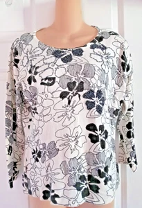 Vintage Pierri New York Stretch Pullover Top w/ beads & rhinestones - M - Picture 1 of 5