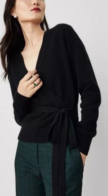 Ann Taylor true wrap black sweater with attached sash belt $95 - Medium - Image 1 of 4