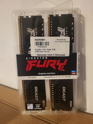 Kingston FURY Beast Black 16GB (2x8GB) DDR4 3200MHz RAM Kit - Image 1 of 4