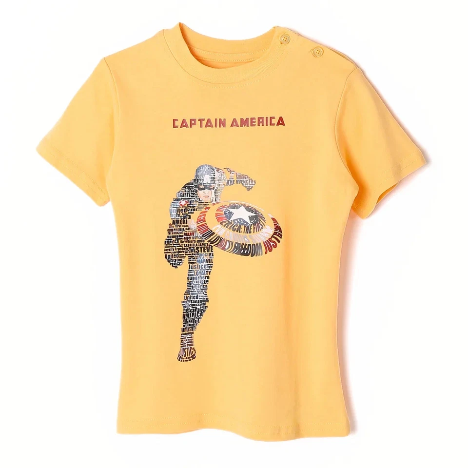 Marvel Captain America Boys Graphic T-Shirt Cotton Shield Design NWT - Image 1 of 1