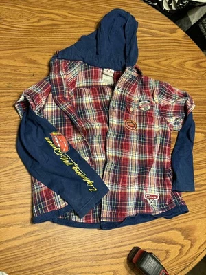 Kids Size Medium  Disney Lightning McQueen Flanel Hoodie - Image 1 of 4