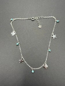 9.5" New Condition Sterling Silver Clover Gemstone Anklet 925  - Picture 1 of 8