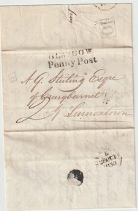 1830 Glasgow Penny Post to A G Sturling Craigbarnet Lennoxtown R/Casa 10 E/L - Imagen 1 de 3