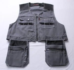 Bauskydd Workwear Men's Multi Pocket Work Vest EJ3 Grey Size 180/100A NWT - Picture 1 of 3