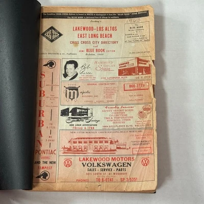 1963 Long Beach California Vintage Criss Cross City Directory Phone Book w Cover - Image 1 of 4