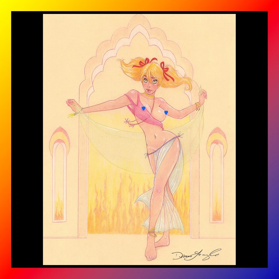 IMPRESIÓN ARTÍSTICA FIRMADA POR MANDY Dean Yeagle AUTOGRAFIADA SEXY BAILARINA DEL VIENTRE Cuerpo Completo NUEVO Foto 1 de 1