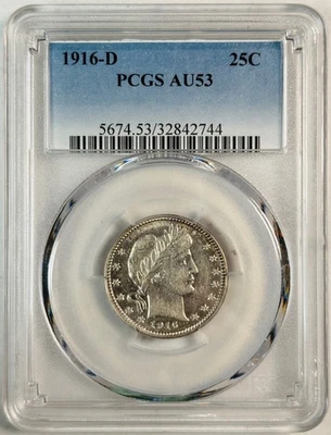 Cuarto de barbero 1916 D graduación profesional AU-53 Foto 1 de 2