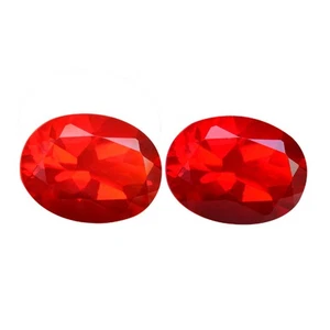 0.78 Ct   [2Pcs Pair] Beautiful Oval 5.5 x 4.5 MM Red 100% Natural Fire Opal - Foto 1 di 4