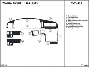 Interior Genuine Carbon Fiber Dash Trim Kit for Toyota Pickup 1989 - 1995 - Picture 1 of 1