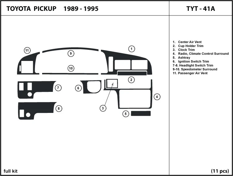 Interior Genuine Carbon Fiber Dash Trim Kit for Toyota Pickup 1989 - 1995 - Image 1 of 1