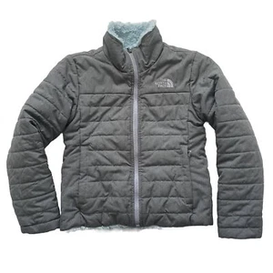 Girls The North Face Mossbud Reversible Insulated Jacket Gray/Gardinia Sz S 7-8 - Picture 1 of 13