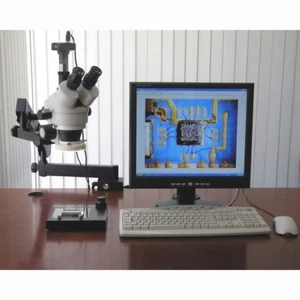AmScope 3.5X-90X Articulating Stereo Microscope + 80-LED + 8MP Camera - Imagen 1 de 8
