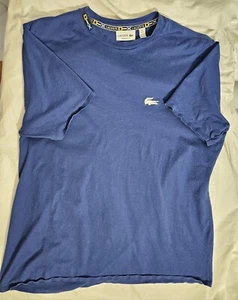 Lacoste Teens 2xl Blue Short Sleeve Rubber Logo T Shirt Crew Neck  Cotton Unique - Picture 1 of 8