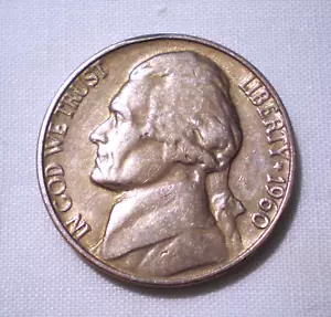 1960 Jefferson Nickel Mint Error : Dbl. Profile, Date, Dome, Letters VF (744n) - Picture 1 of 3