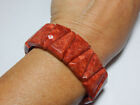 Brick Red Bamboo Coral Triangle Bead Adjustable Stretch racelet Ce 14.11