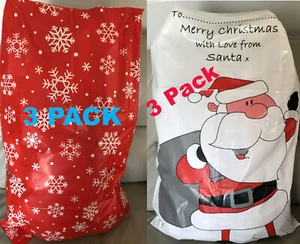 3 SACO/BOLSO DE NAVIDAD DISEÑO COPOS DE NIEVE SANTA REGALO BOLSA DE MEDIAS FUERTE - Imagen 1 de 5