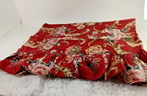 Federa vintage Lauren Ralph Lauren rossa floreale con volant 33x18,5" cotone USA 100% - Foto 1 di 13