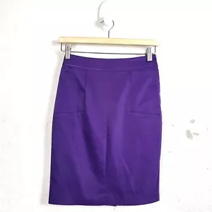 H&M Womens Skirt Size EUR 34 Purple Stretch Satin Pencil - Picture 1 of 11