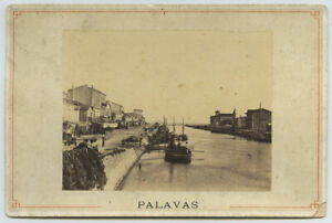 Cabinet 1870-80. Palavas. Canal. Bateaux de pêche.