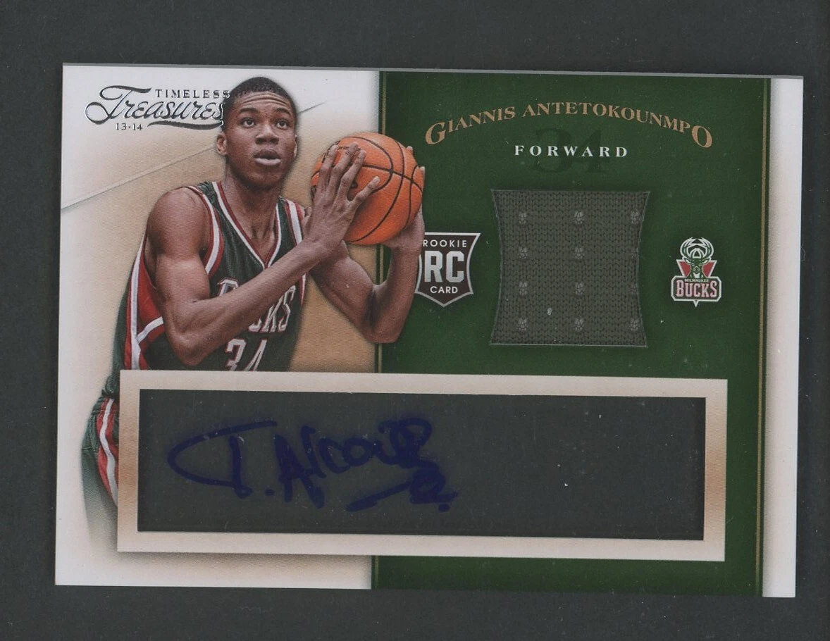 2013-14 Panini Timeless Treasures Giannis Antetokounmpo RC Rookie Jersey AUTO