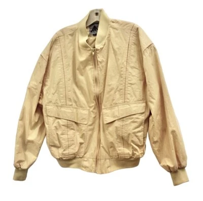 Vintage Men's Members Only Grand Prix Pale Yellow Bomber Jacket Size M (42) - Image 1 of 4