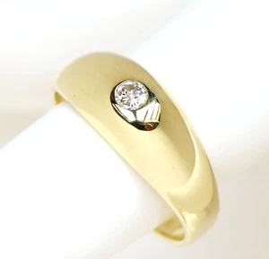 Herrenring 14 Karat 585 Gold Gelbgold Brillant Solitär 0,14 ct. 4,63 g Gr. 59 - Bild 1 von 3