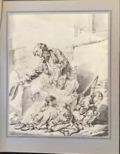 reproduction :J.-B. Greuze - MENDIANT, pierre noire - Picture 1 of 1