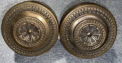 Heavy Antique Fancy bronze -brass doorknob pair 7 oz each knob  - Image 1 of 4