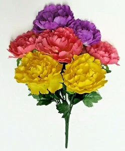 Yellow Purple Beauty Peony 20" Bush Silk Flower Home Wedding General Decor US - Picture 1 of 2