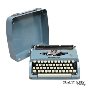 Vintage Brother Webster XL-747 Portable Typewriter Baby Blue with Metal Case - Picture 1 of 12
