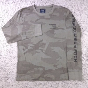 Abercrombie Fitch T-Shirt Mens Small Camo Long Sleeve Spellout Logo Camouflage - Picture 1 of 8