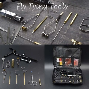 Fly Tying Tools Kit with Fly Tying Vise Bobbin Holder Threader Needle Materials - Picture 1 of 12