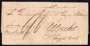 Dutch East Indies Pre Stamp 1859 Cover w/ Oval Soerabaya in Red & H/S 90 - Picture 1 of 4