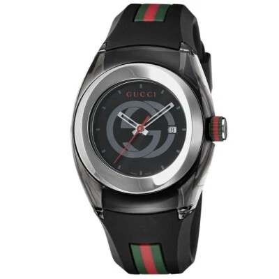 Gucci Sync L YA137301 Women's Black Dial Transparent Case Rubber Strap Watch - Image 1 of 4
