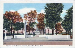 Soo Lock Entrada Sault Ste. Postal de Marie Michigan sin publicar - Imagen 1 de 2