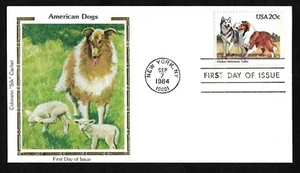 #2100 20c  Dogs - Collie Cachet - Colorano "Silk" FDC - Picture 1 of 2