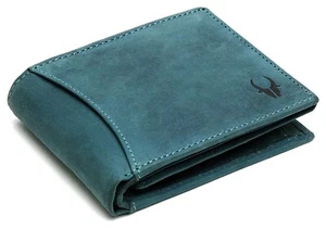 Brandneu Rfid Geschützt Blau Hunter Leder Schmal Leicht Etui für Männer - Bild 1 von 9