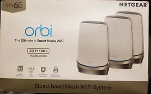 NETGEAR Orbi 960 Series 3-pack Quad-Band WiFi 6E Mesh System RBKE963-100NAS - Photo 1/8