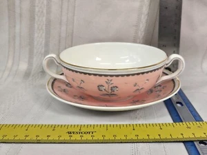 Sopa y platillo crema porcelana hueso pimpinela rosa Wedgwood - Imagen 1 de 3