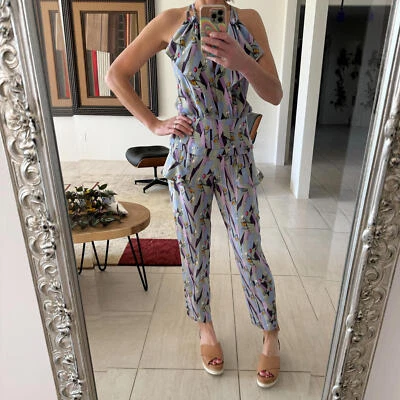 Mono halter floral de seda con estampado de tulipanes Mayle talla 2 Foto 1 de 4