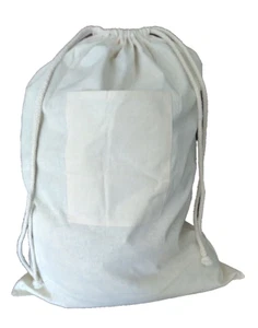 QTY 4 Canvas Laundry, Beach, Gift Bag with pocket and draw strings, 26" t x 18 w - Picture 1 of 2