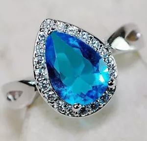 1CT Aquamarine & Topaz 925 Solid Sterling Silver Ring Jewelry Sz 7 UB1-4 - Picture 1 of 2