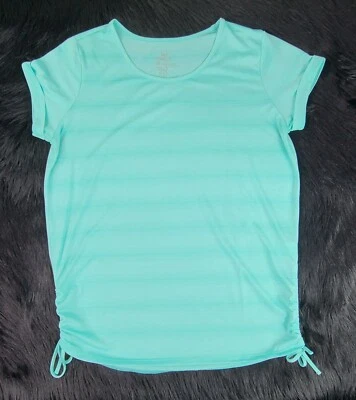 Made for Life Yoga Walking Exercise Short Sleeve Shirt Green Striped Women’s (L) - Image 1 of 4