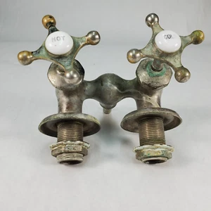 Antike vernickelte Messing Wasserhahn - Gusseisen Badewanne -Original- Ausschlachten - Bild 1 von 7