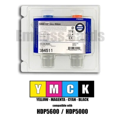 Fargo 84511 084511 YMCK Color Ribbon 500 Images HDP5600 HDP5000 754563845119 - Image 1 of 3