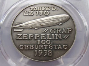 Aviation Christening Airship Zeppelin LZ130 Medal 1938 PCGS SP62 Third Reich - Picture 1 of 2