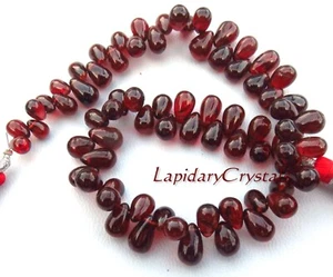 Natural African Mozambique Smooth Garnet Teardrop Gems Beads 9Inch 6-9mm LC-1697 - Picture 1 of 5