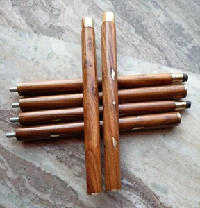 Set of 2 PCs 3 Fold Brown Wooden Walking Stick Cane For Head Handle Only Shaft - Bild 1 von 9